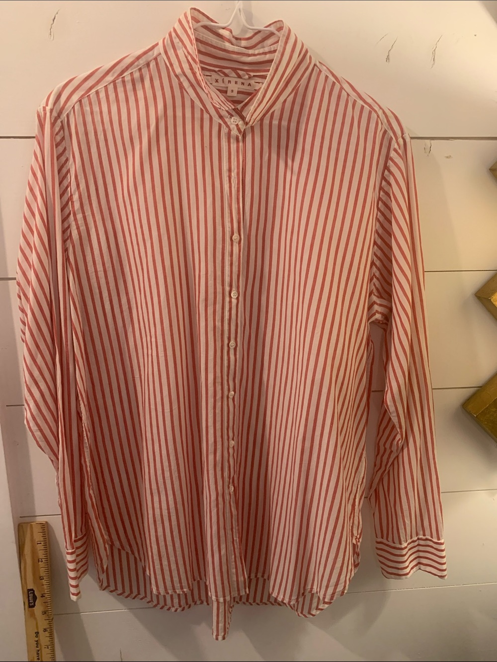 Xirena Beau cotton shirt. Red and white stripe. Size Small. Excellent condition